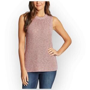 Ella Moss Women’s Marled Sleeveless Ribbed Knit Tank Sweater, Coral Flame - 486M